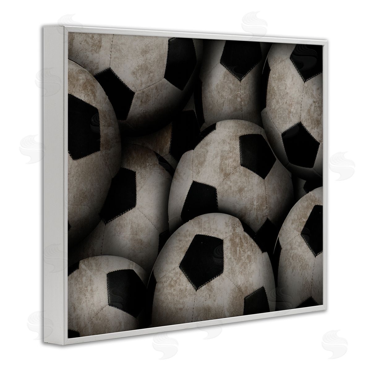 Marcus Prime Bin Of Soccer Balls White Frame Giclee Art Print