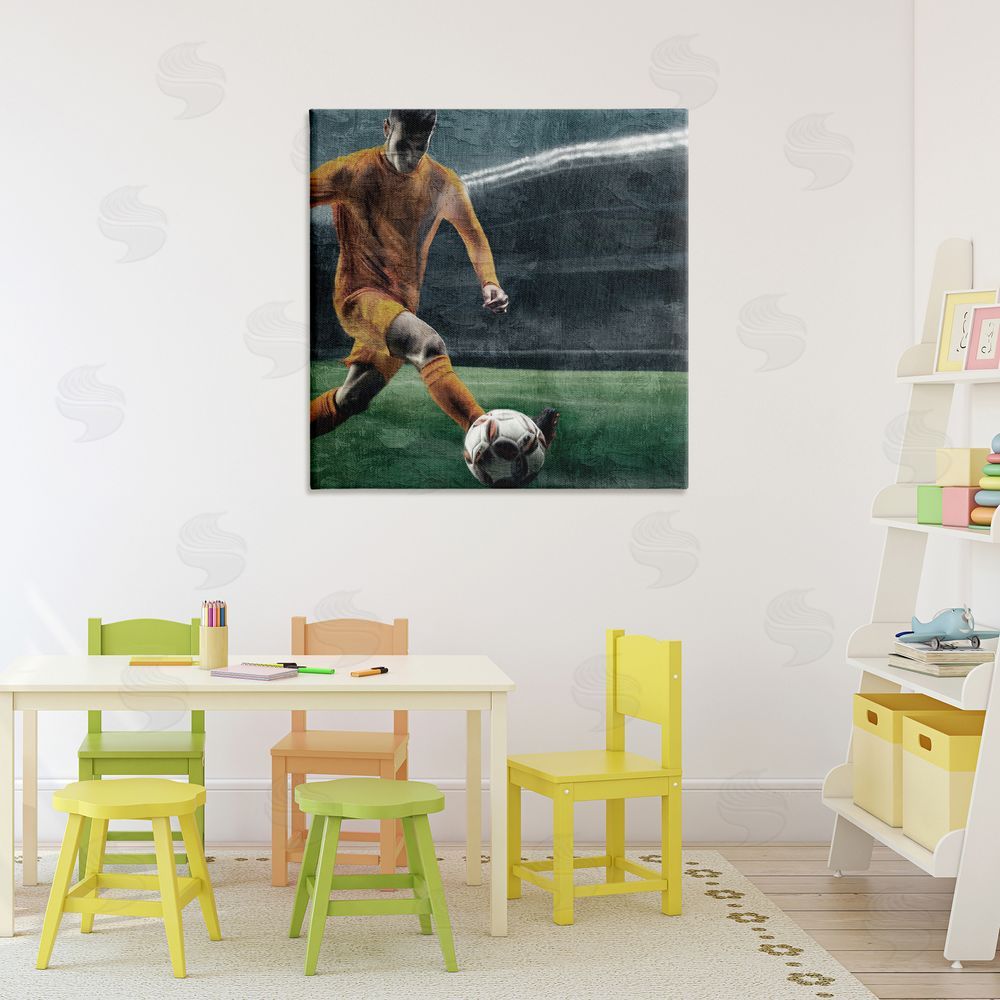 Kim Allen Soccer Kick In Action Printed Wall Art in Room