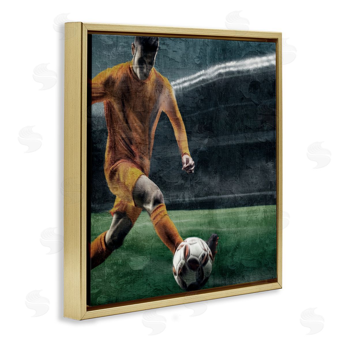 Kim Allen Soccer Kick In Action Gold Floating Frame Canvas Art Print