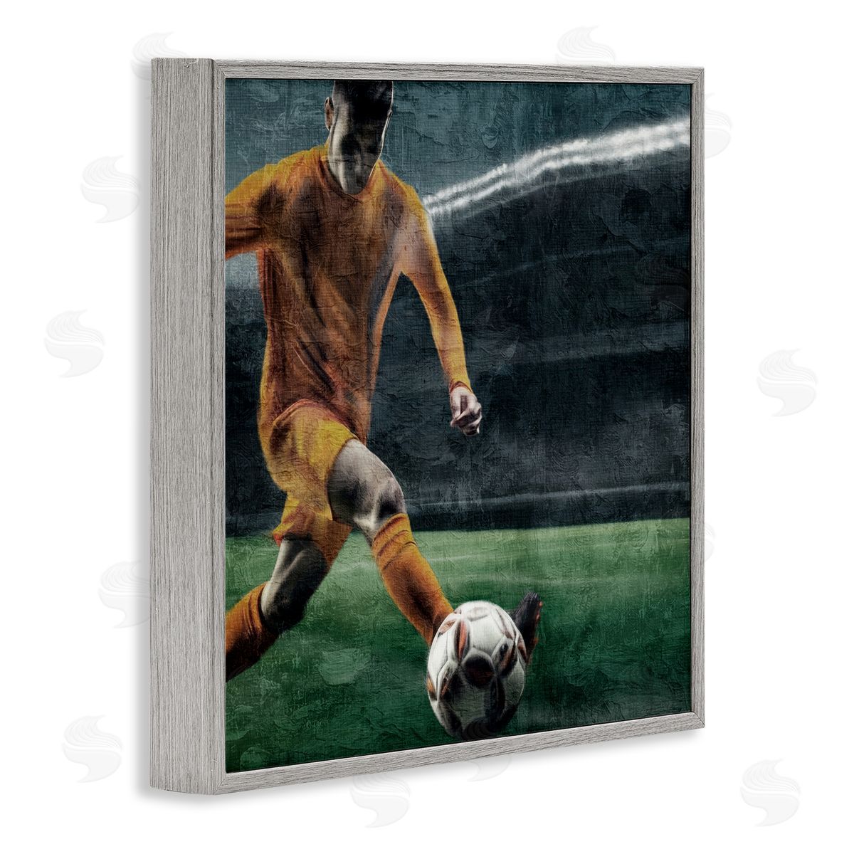 Kim Allen Soccer Kick In Action Gray Framed Giclee Art Print