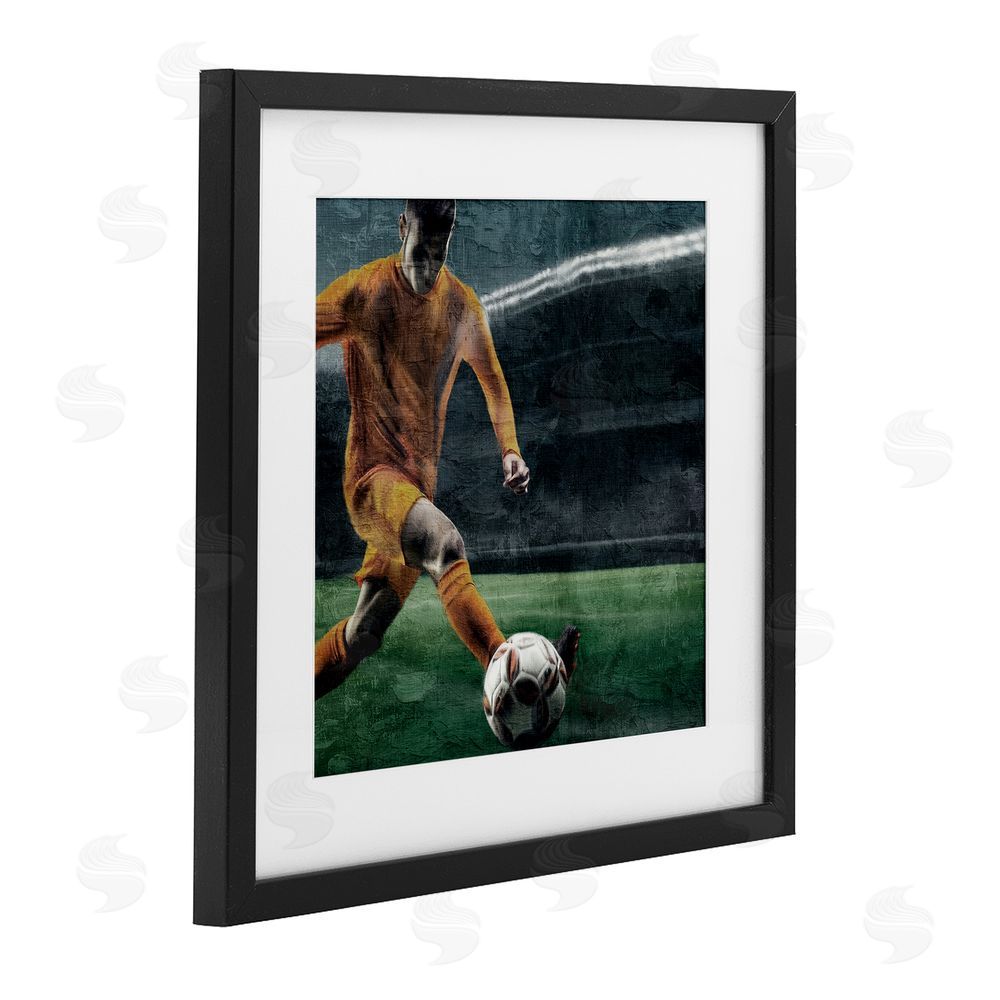 Kim Allen Soccer Kick In Action Black Framed Print Under Glass Art