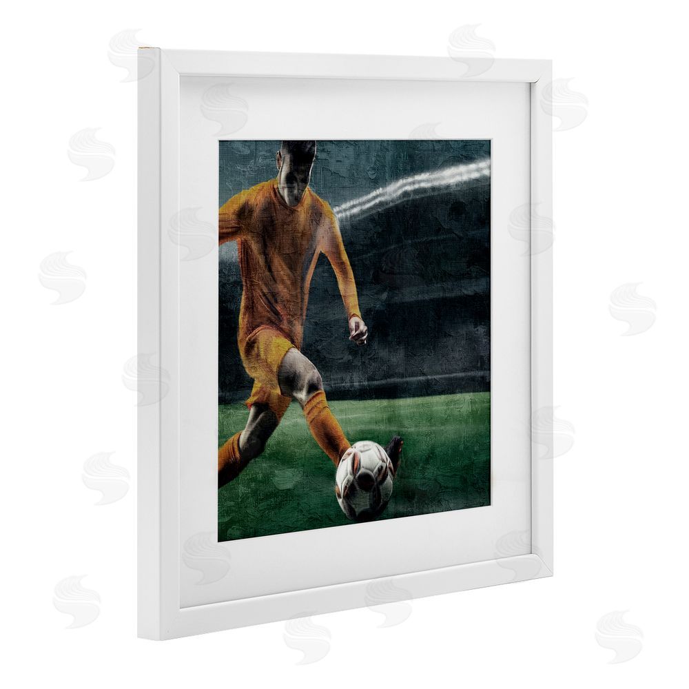 Kim Allen Soccer Kick In Action White Framed Print Under Glass Art