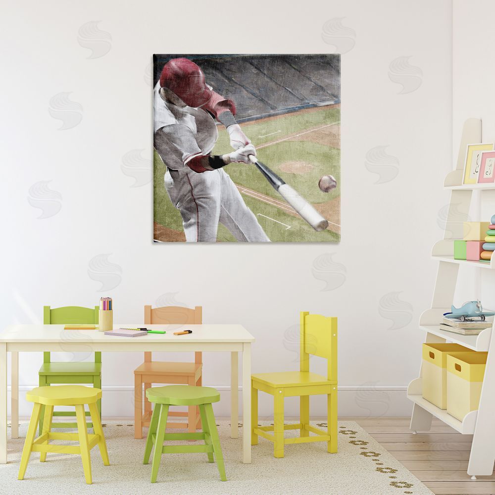 Kim Allen Baseball Swing In Action Printed Wall Art in Room