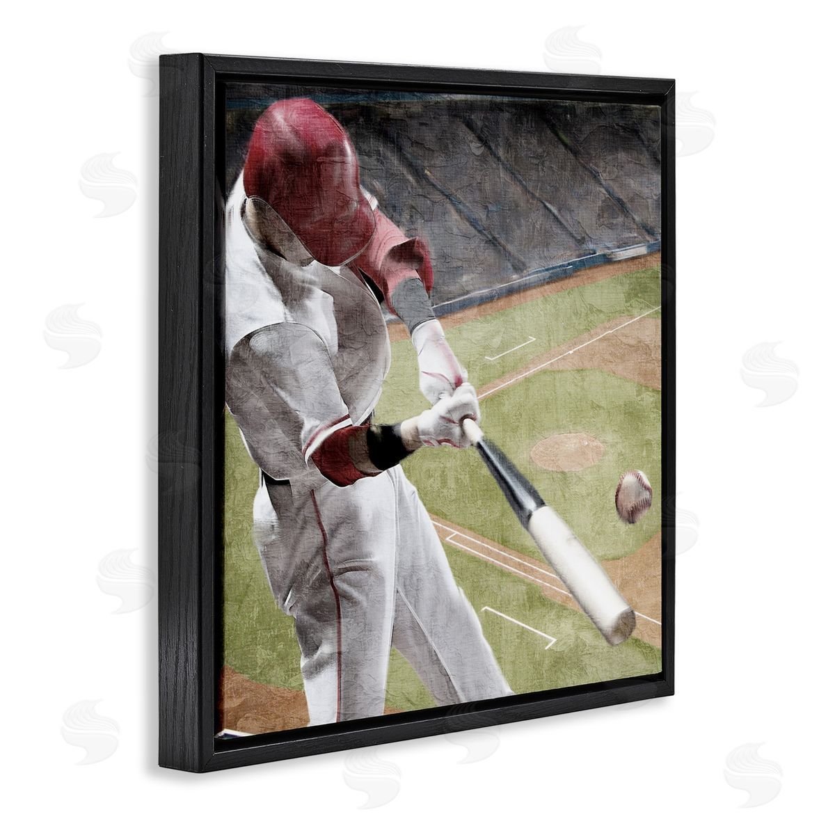 Kim Allen Baseball Swing In Action Black Floating Frame Canvas Wall Art Print