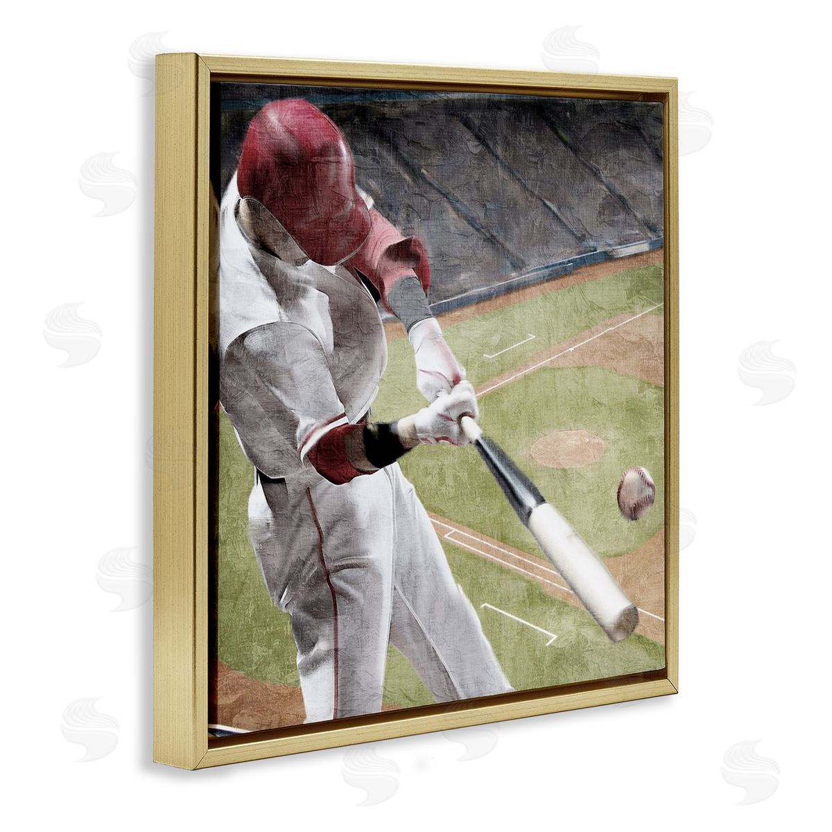 Kim Allen Baseball Swing In Action Gold Floating Frame Canvas Art Print