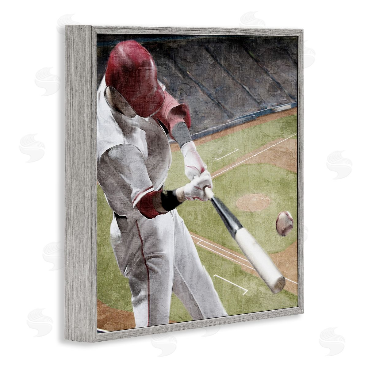 Kim Allen Baseball Swing In Action Gray Framed Giclee Art Print