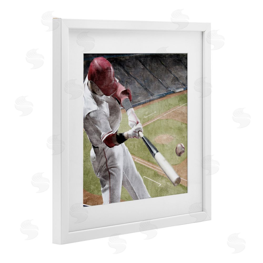 Kim Allen Baseball Swing In Action White Framed Print Under Glass Art