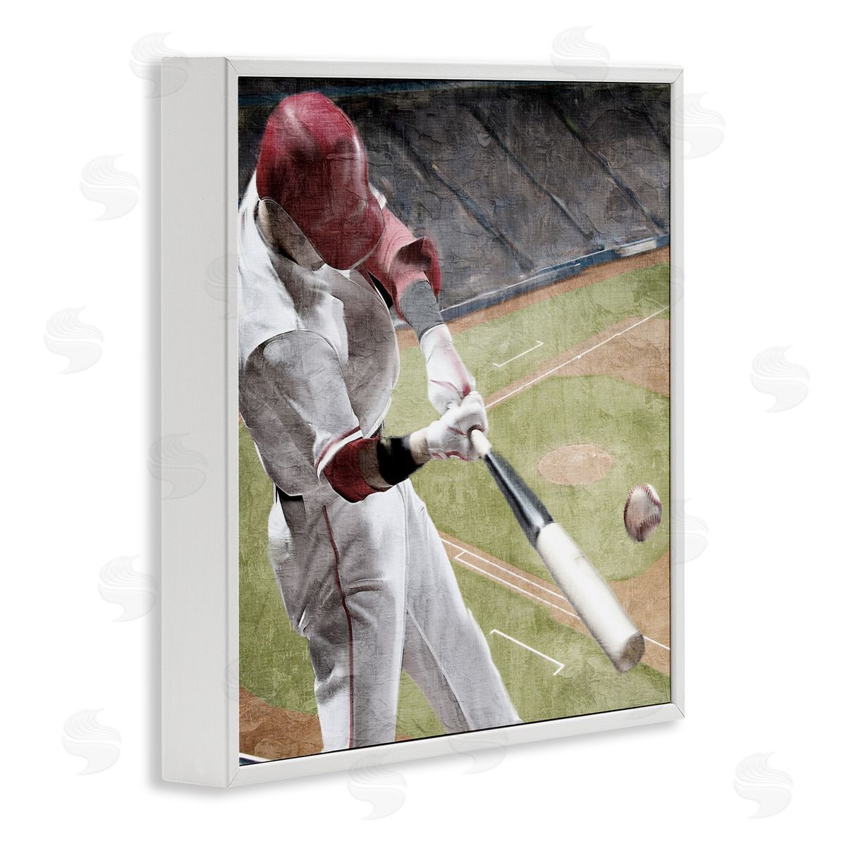 Kim Allen Baseball Swing In Action White Frame Giclee Art Print