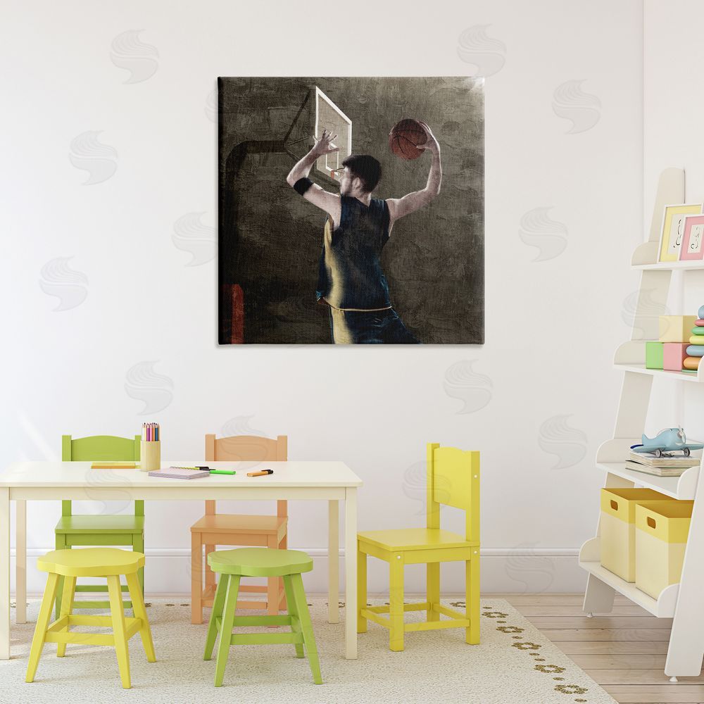 Kim Allen Basketball Dunk In Action Printed Wall Art in Room