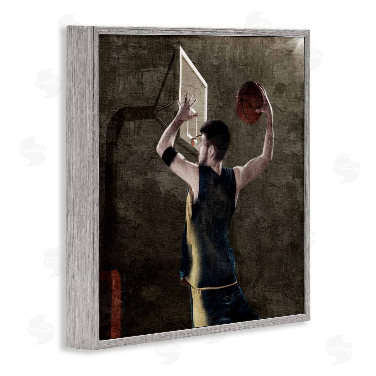 Kim Allen Basketball Dunk In Action Gray Framed Giclee Art Print