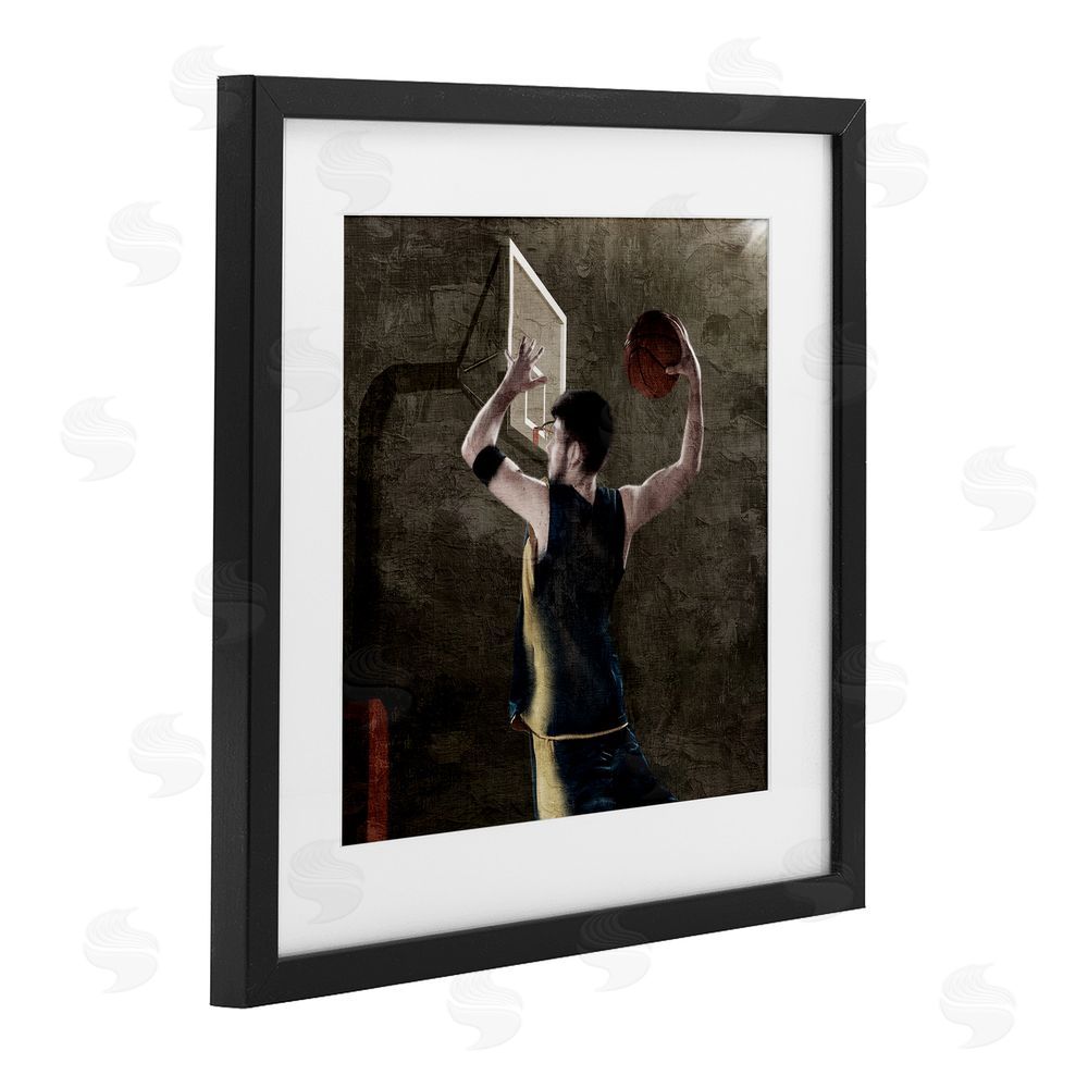 Kim Allen Basketball Dunk In Action Black Framed Print Under Glass Art