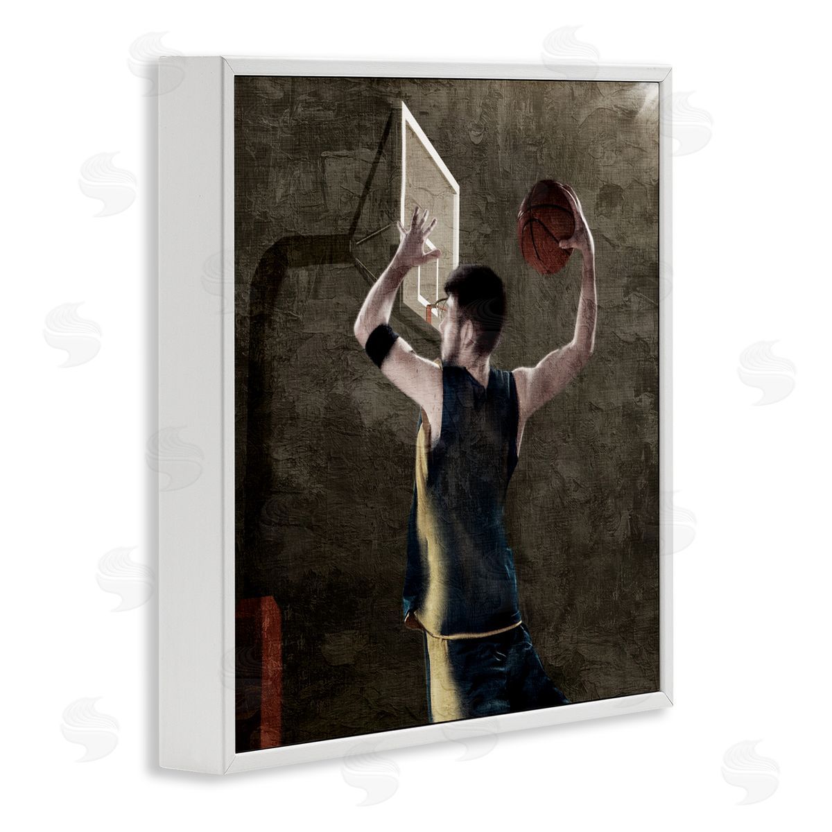 Kim Allen Basketball Dunk In Action White Frame Giclee Art Print