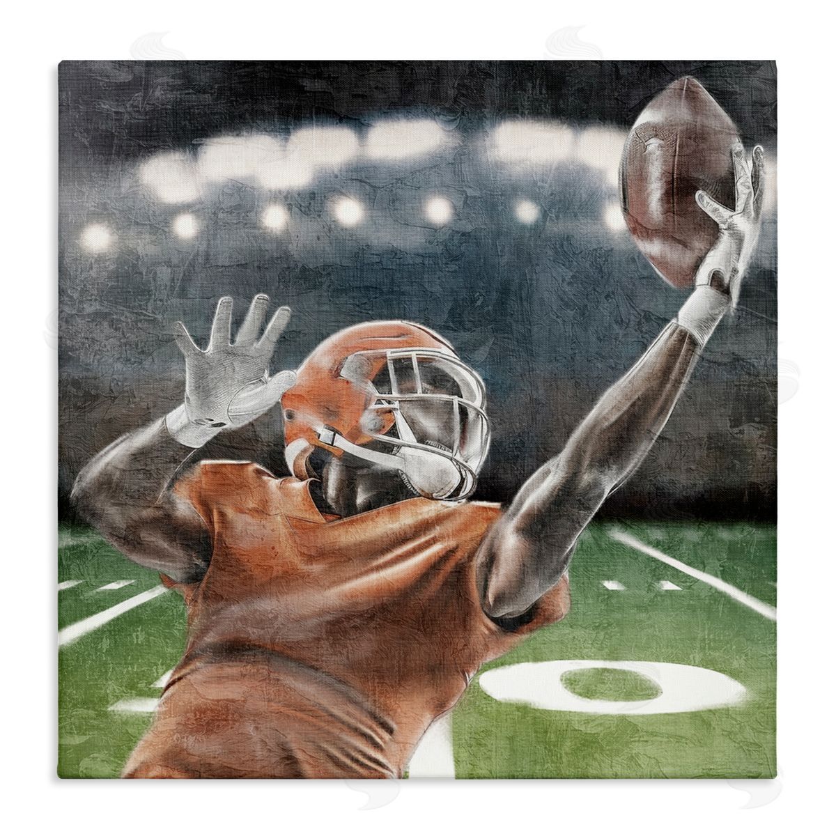 Kim Allen Football Catch In Action Canvas Wall Art Print