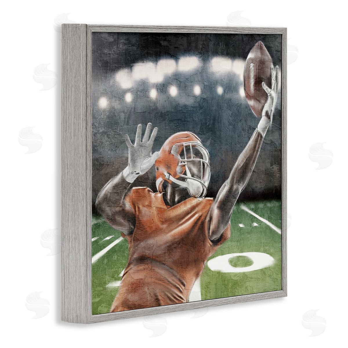 Kim Allen Football Catch In Action Gray Framed Giclee Art Print