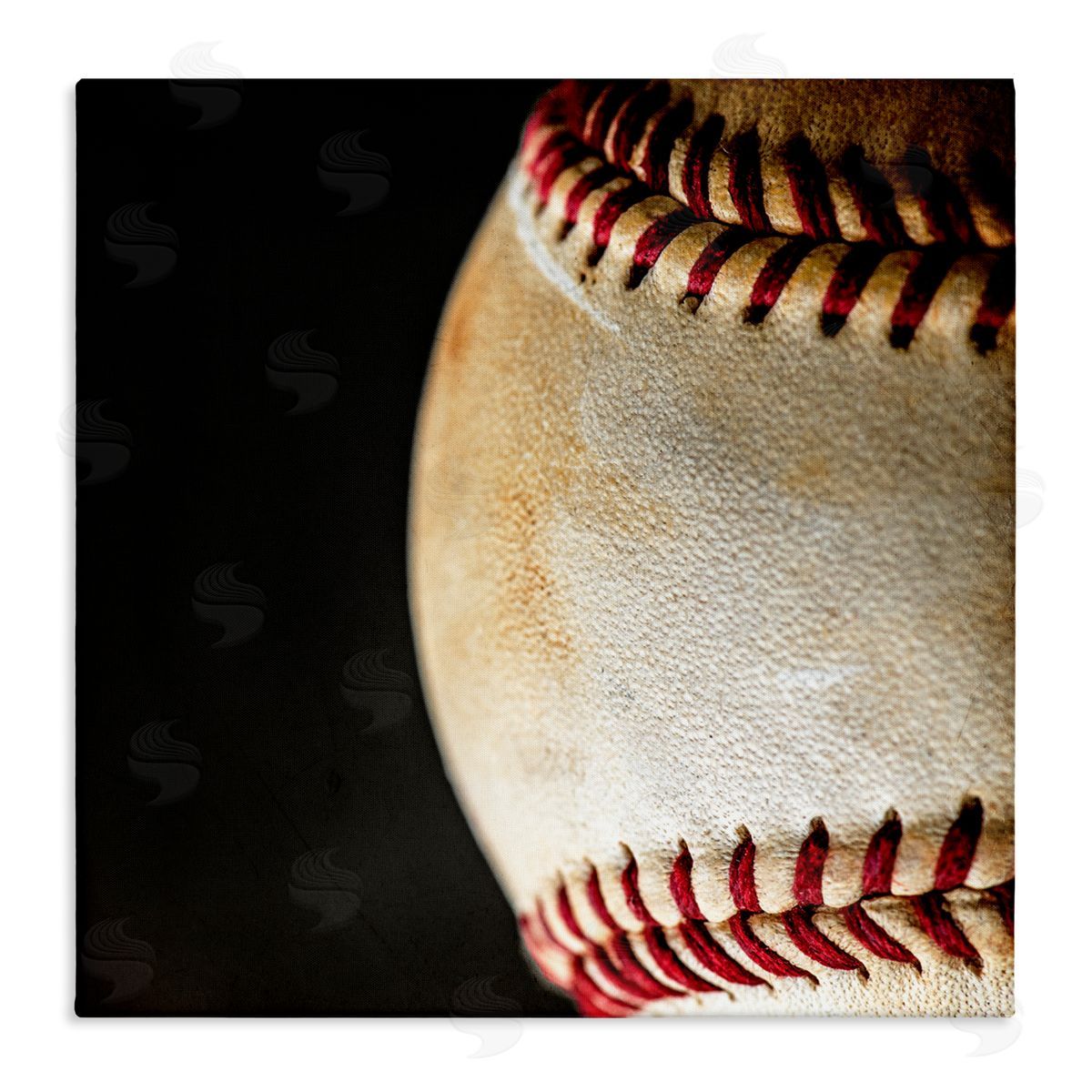 Kim Allen Baseball Closeup On Black Canvas Wall Art Print
