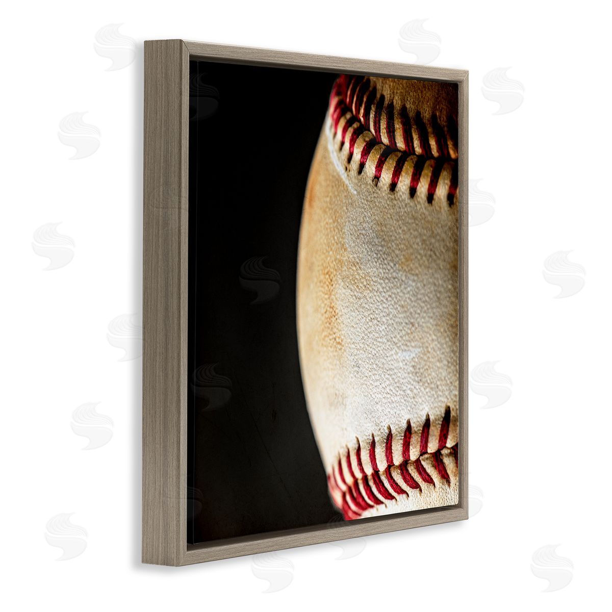 Kim Allen Baseball Closeup On Black Brown Floating Frame Canvas Art Print