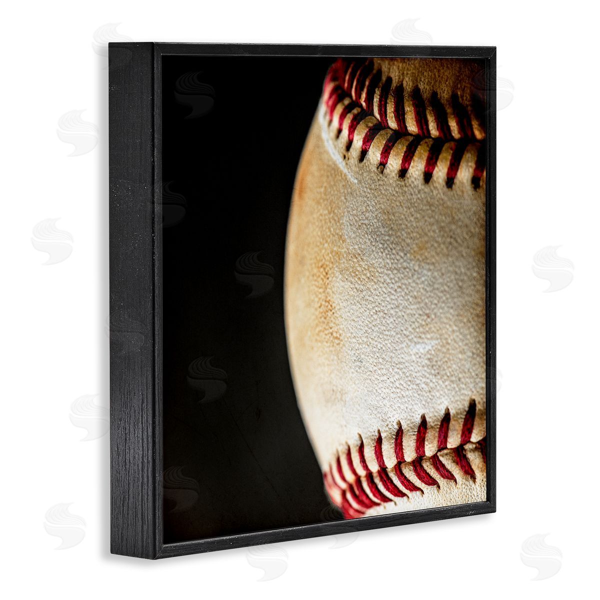 Kim Allen Baseball Closeup On Black Black Framed Giclee Art Print