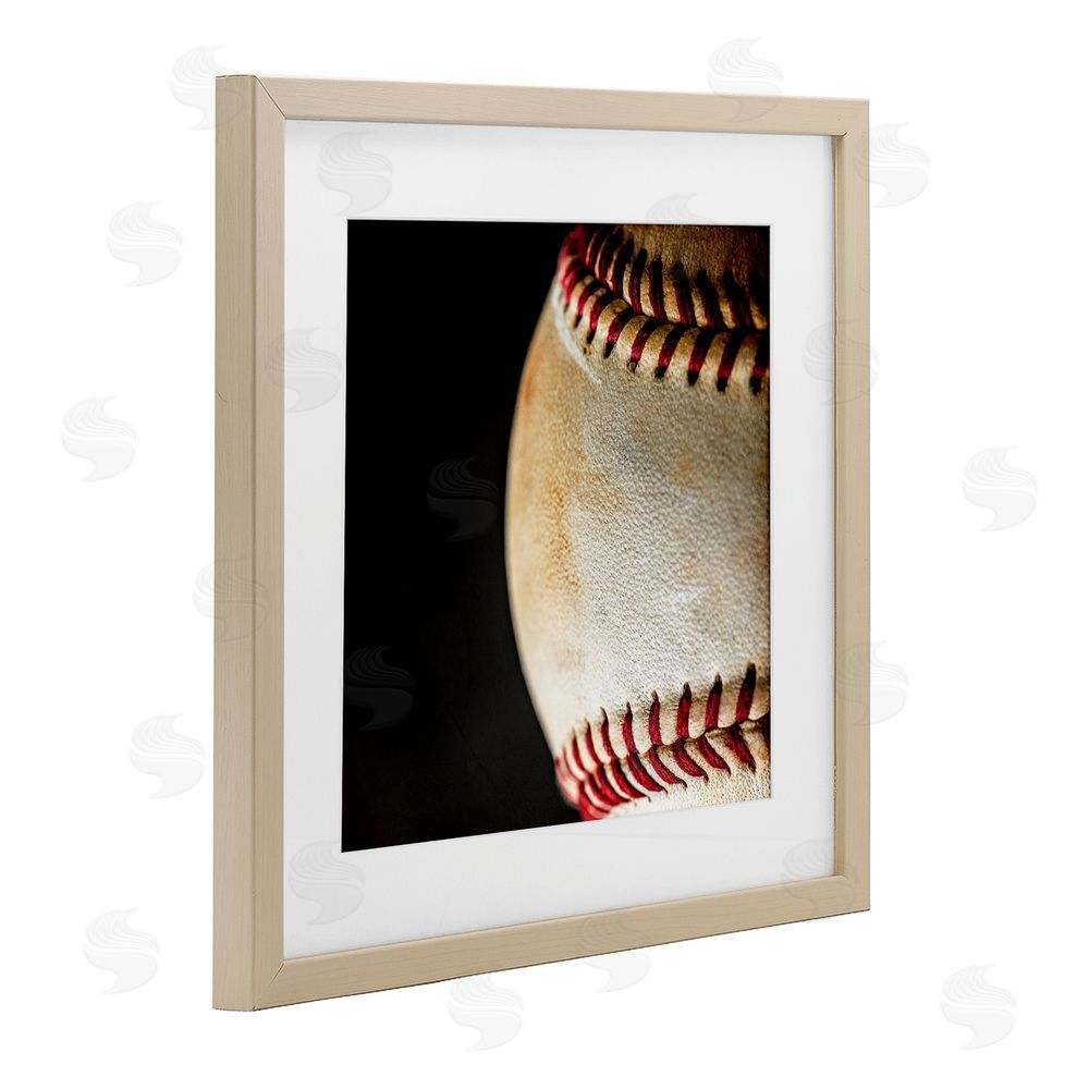 Kim Allen Baseball Closeup On Black Birch Framed Print Under Glass Art
