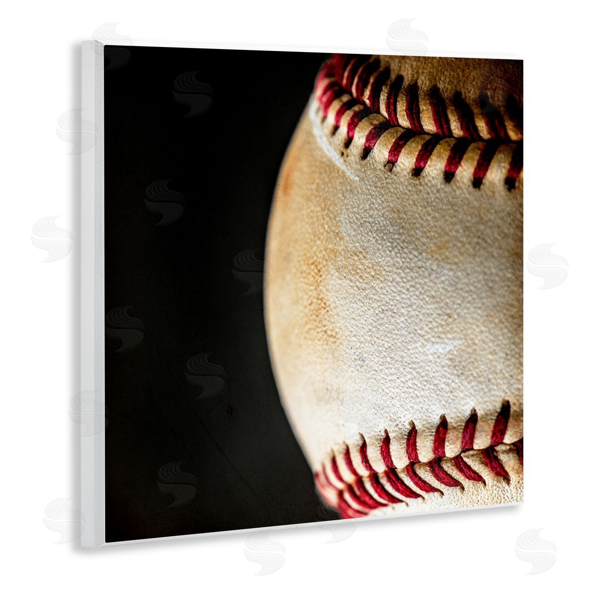 Kim Allen Baseball Closeup On Black Wall Plaque Art Print