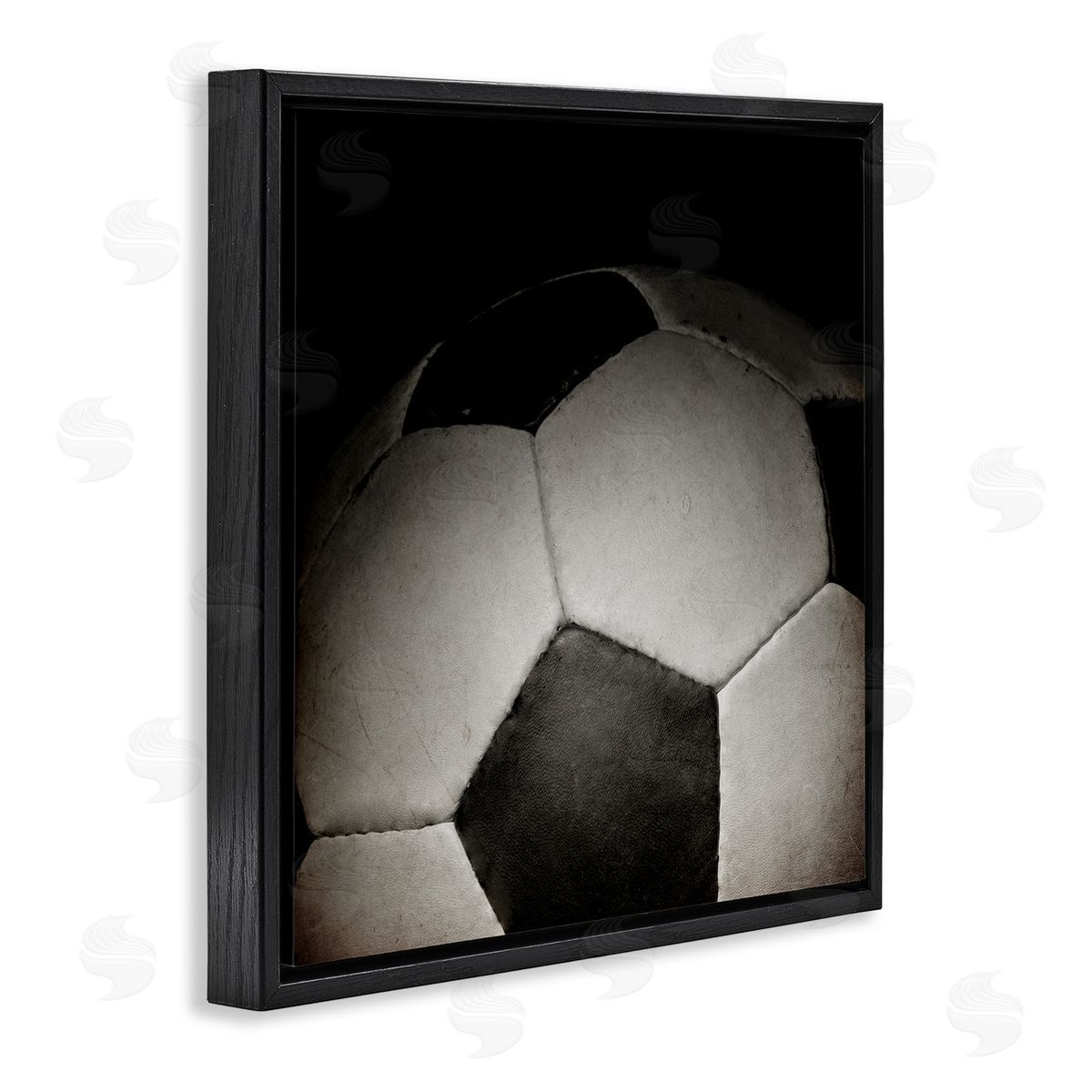Kim Allen Soccer Closeup On Black Black Floating Frame Canvas Wall Art Print