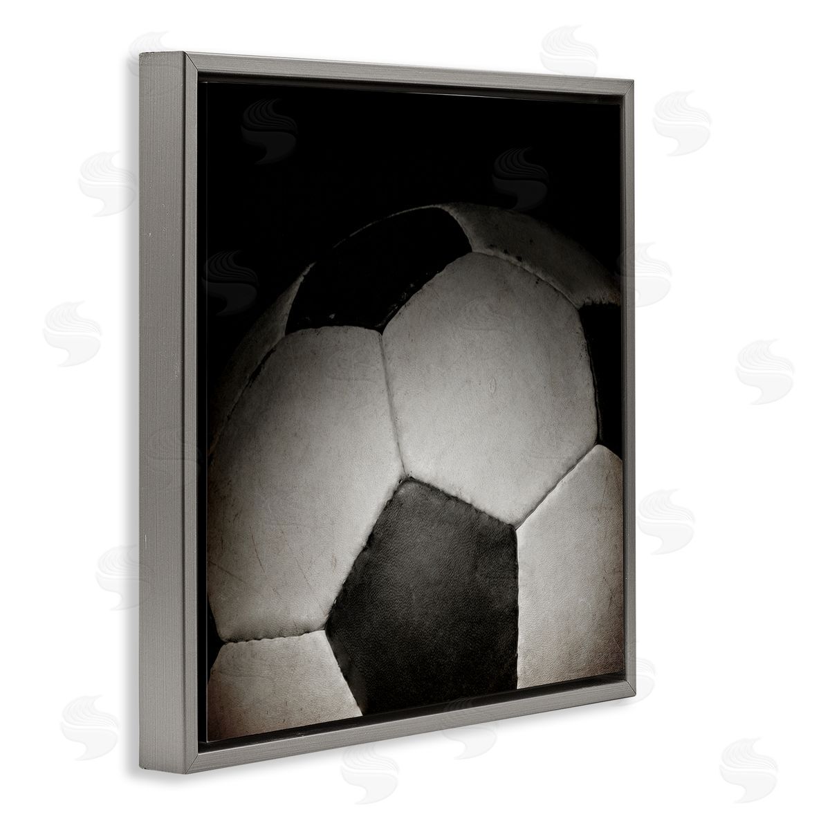 Kim Allen Soccer Closeup On Black Gray Floating Frame Canvas Art Print