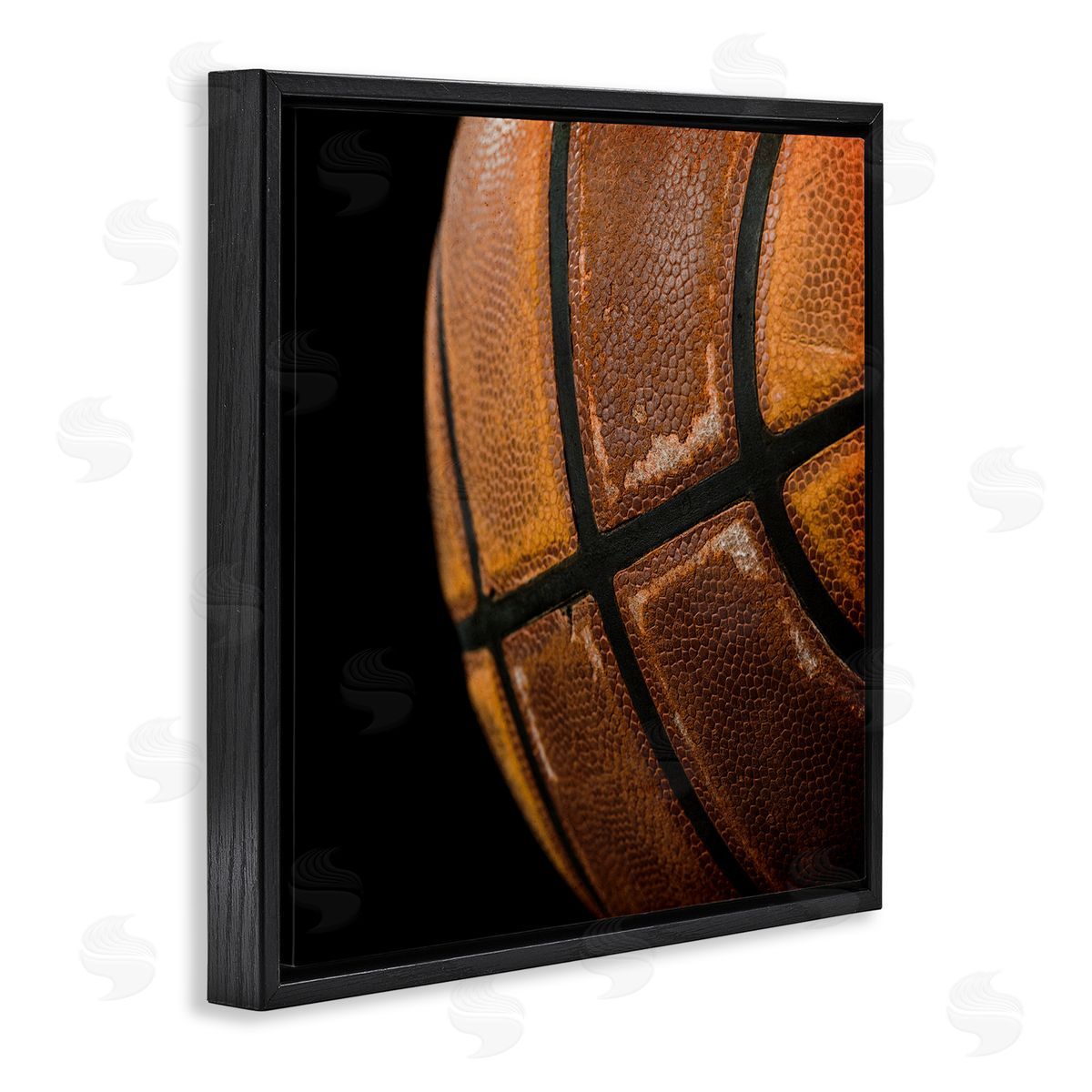 Kim Allen Basketball Closeup On Black Black Floating Frame Canvas Wall Art Print