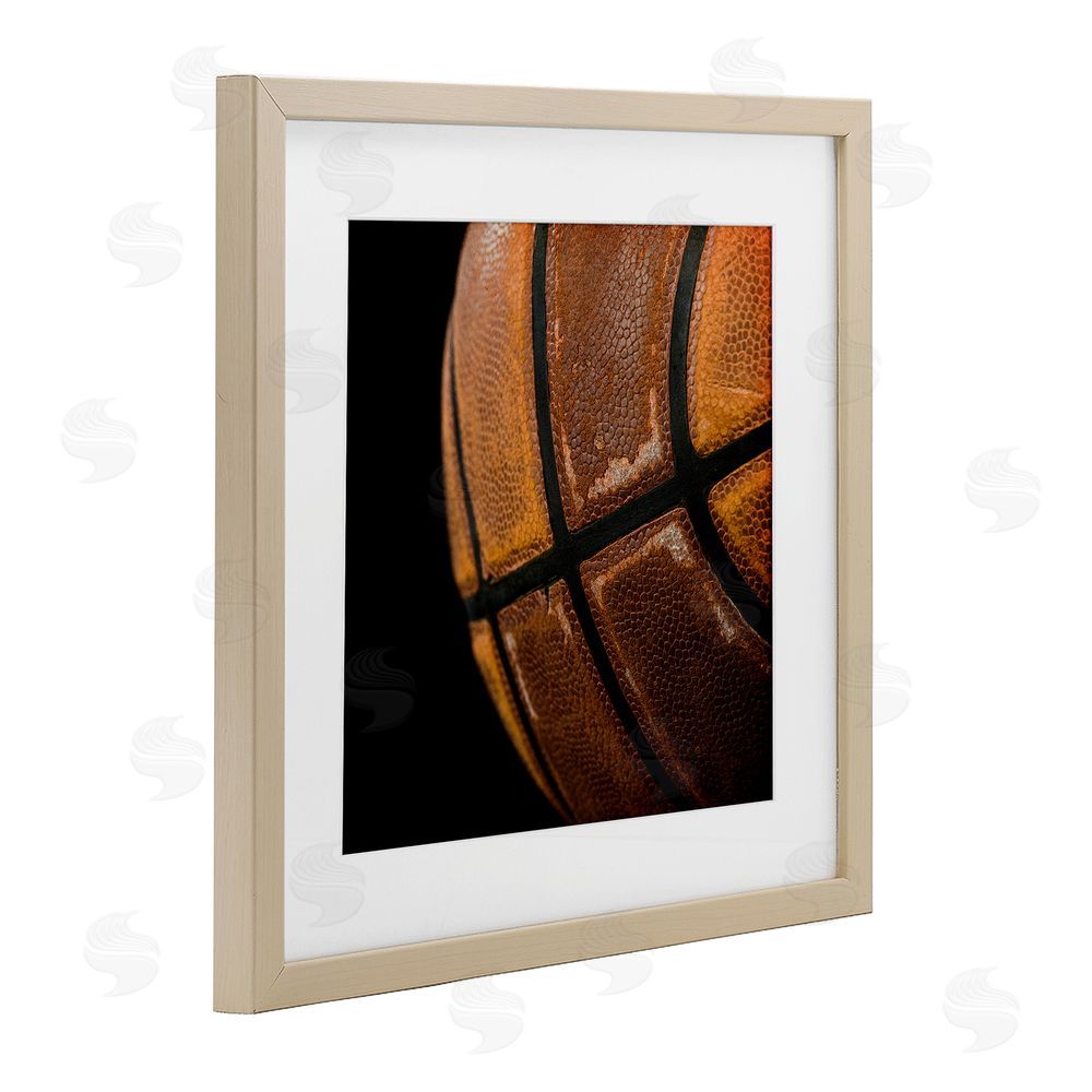 Kim Allen Basketball Closeup On Black Birch Framed Print Under Glass Art