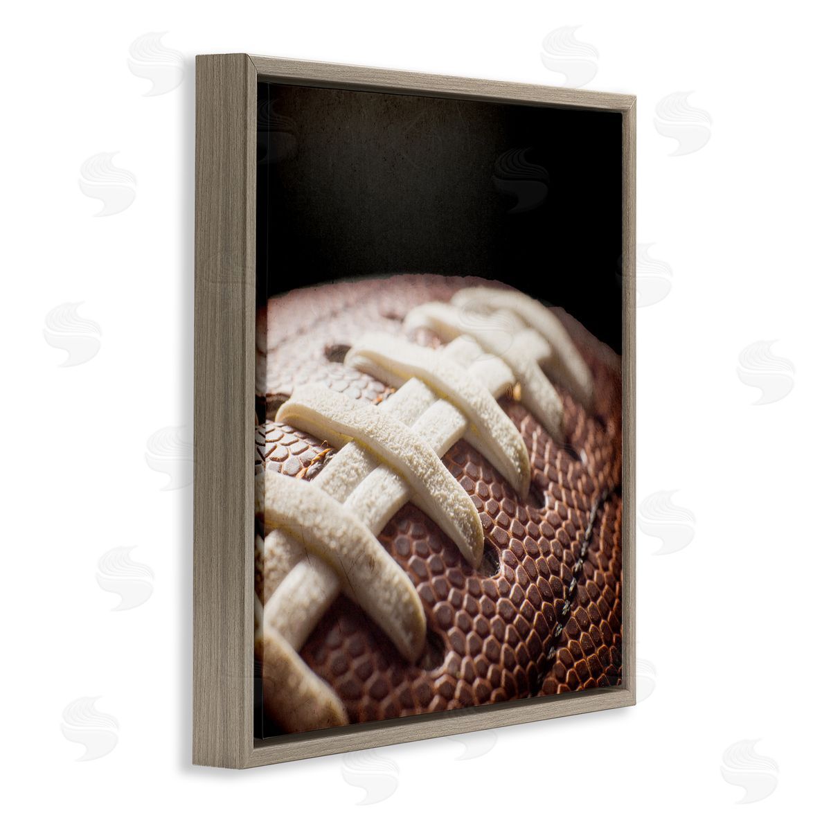Kim Allen Football Closeup On Black Brown Floating Frame Canvas Art Print