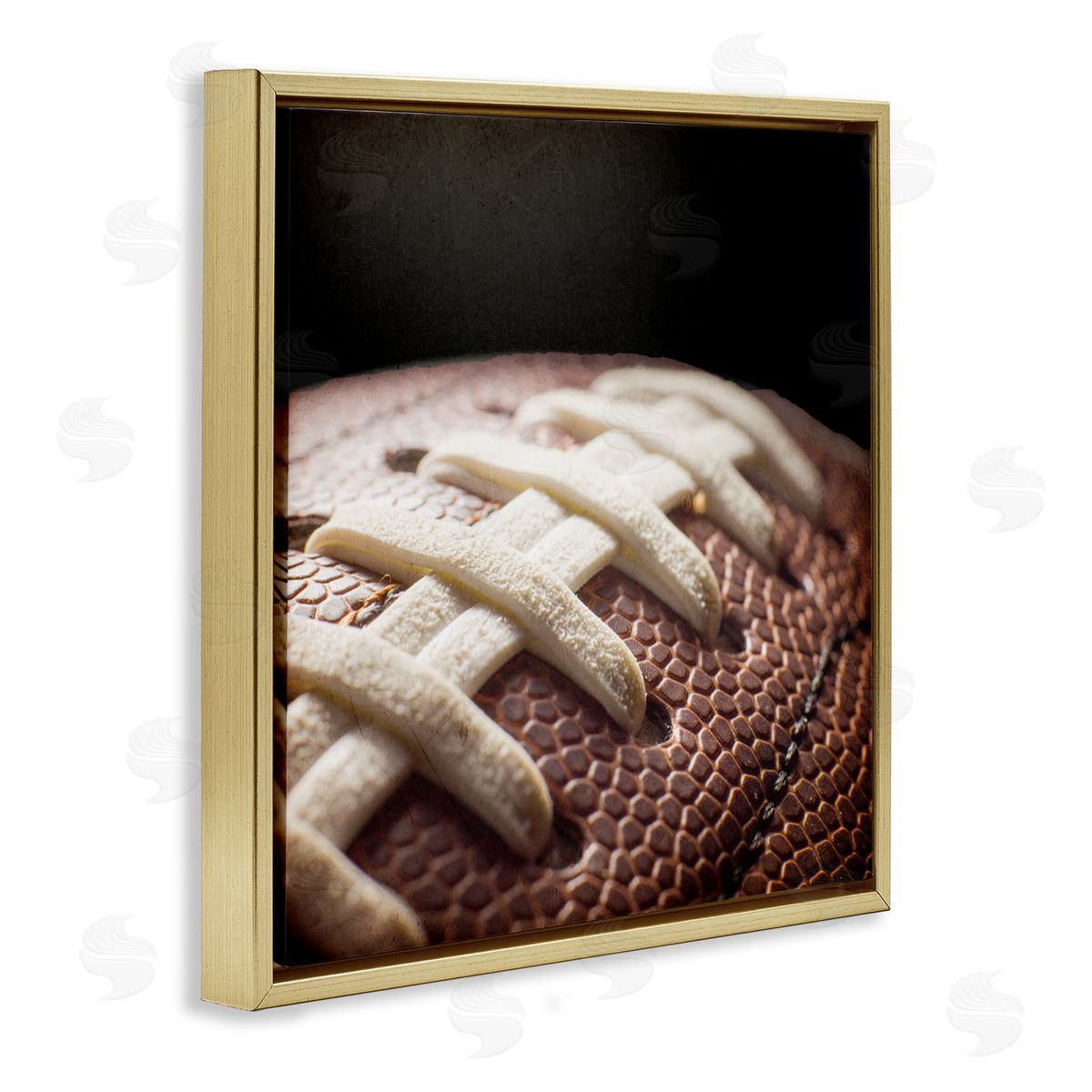 Kim Allen Football Closeup On Black Gold Floating Frame Canvas Art Print