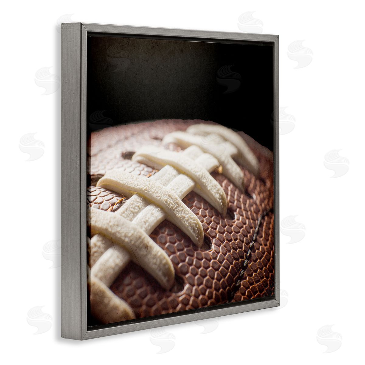 Kim Allen Football Closeup On Black Gray Floating Frame Canvas Art Print