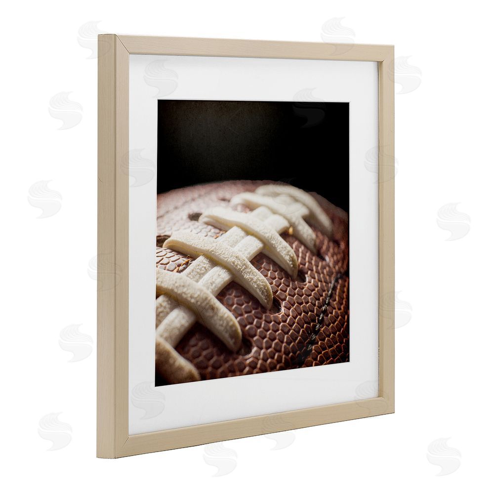 Kim Allen Football Closeup On Black Birch Framed Print Under Glass Art