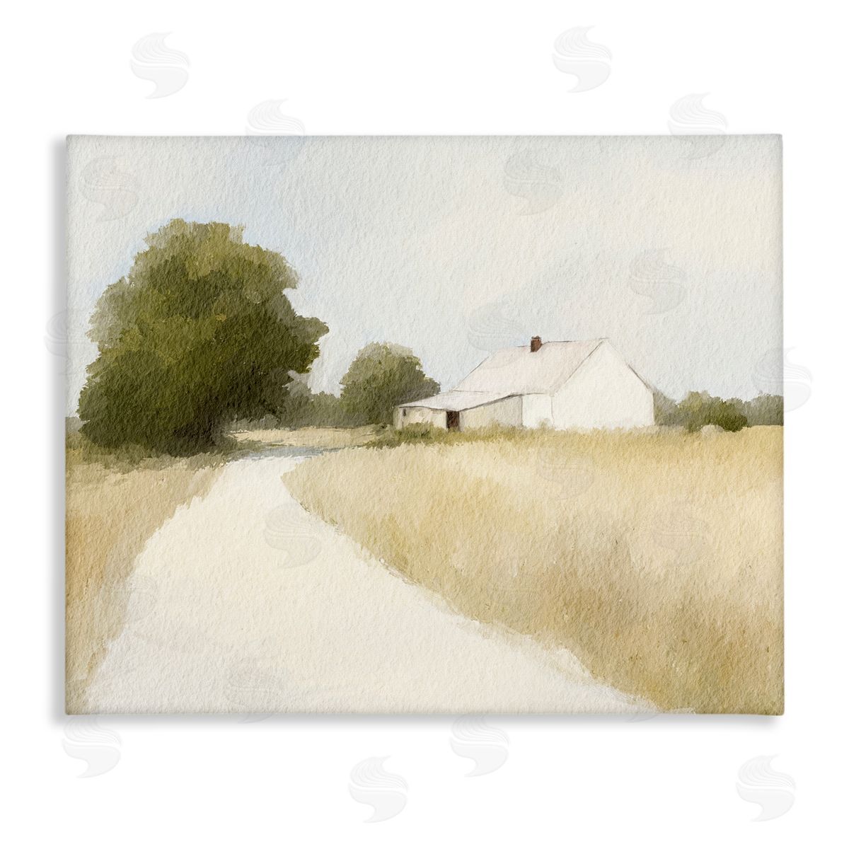 Leah Straatsma White Farmhouse Path Tranquility Canvas Wall Art Print