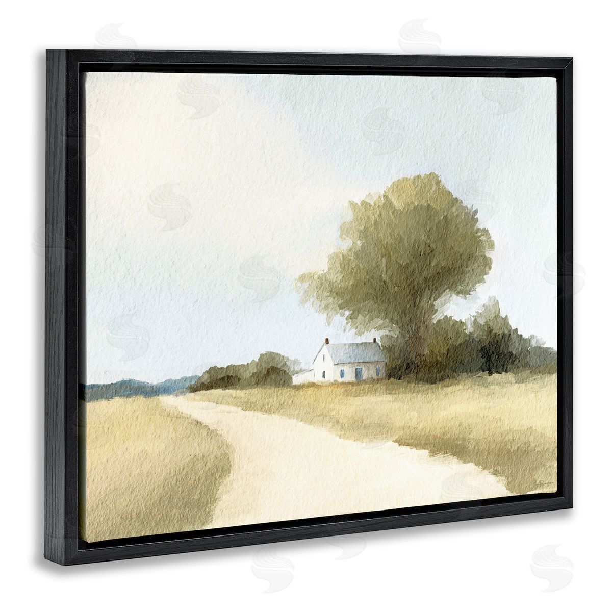 Leah Straatsma Farmhouse Road In Distance Black Floating Frame Canvas Wall Art Print