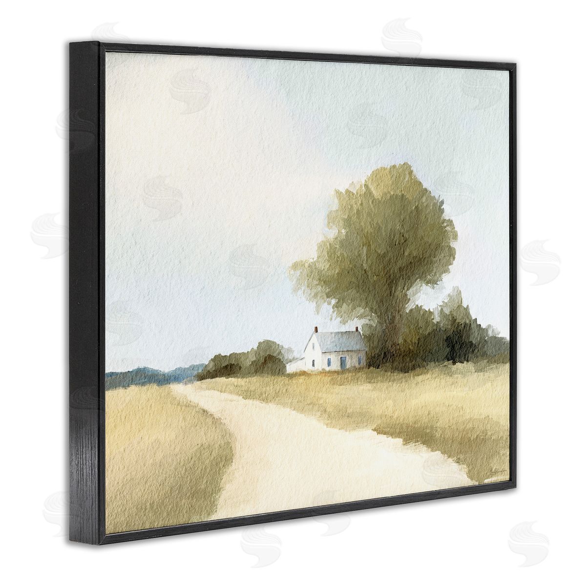 Leah Straatsma Farmhouse Road In Distance Black Framed Giclee Art Print