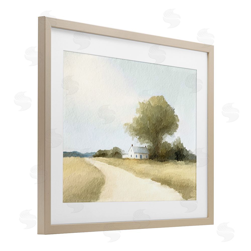 Leah Straatsma Farmhouse Road In Distance Birch Framed Print Under Glass Art