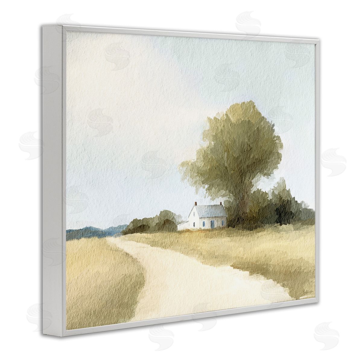Leah Straatsma Farmhouse Road In Distance White Frame Giclee Art Print