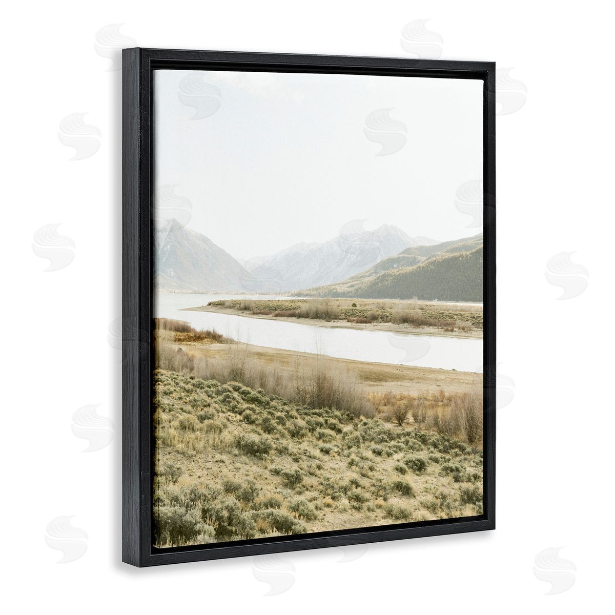 Leah Straatsma River Mountains Peace Black Floating Frame Canvas Wall Art Print