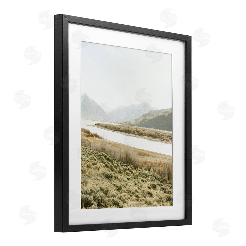 Leah Straatsma River Mountains Peace Black Framed Print Under Glass Art