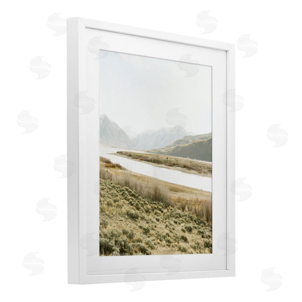 Leah Straatsma River Mountains Peace White Framed Print Under Glass Art
