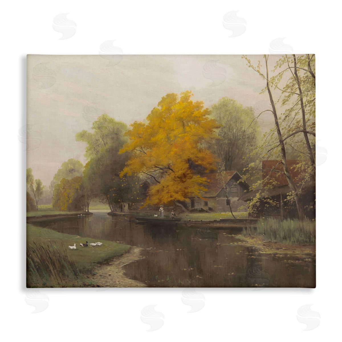 Leah Straatsma Vintage Fall By The River Canvas Wall Art Print