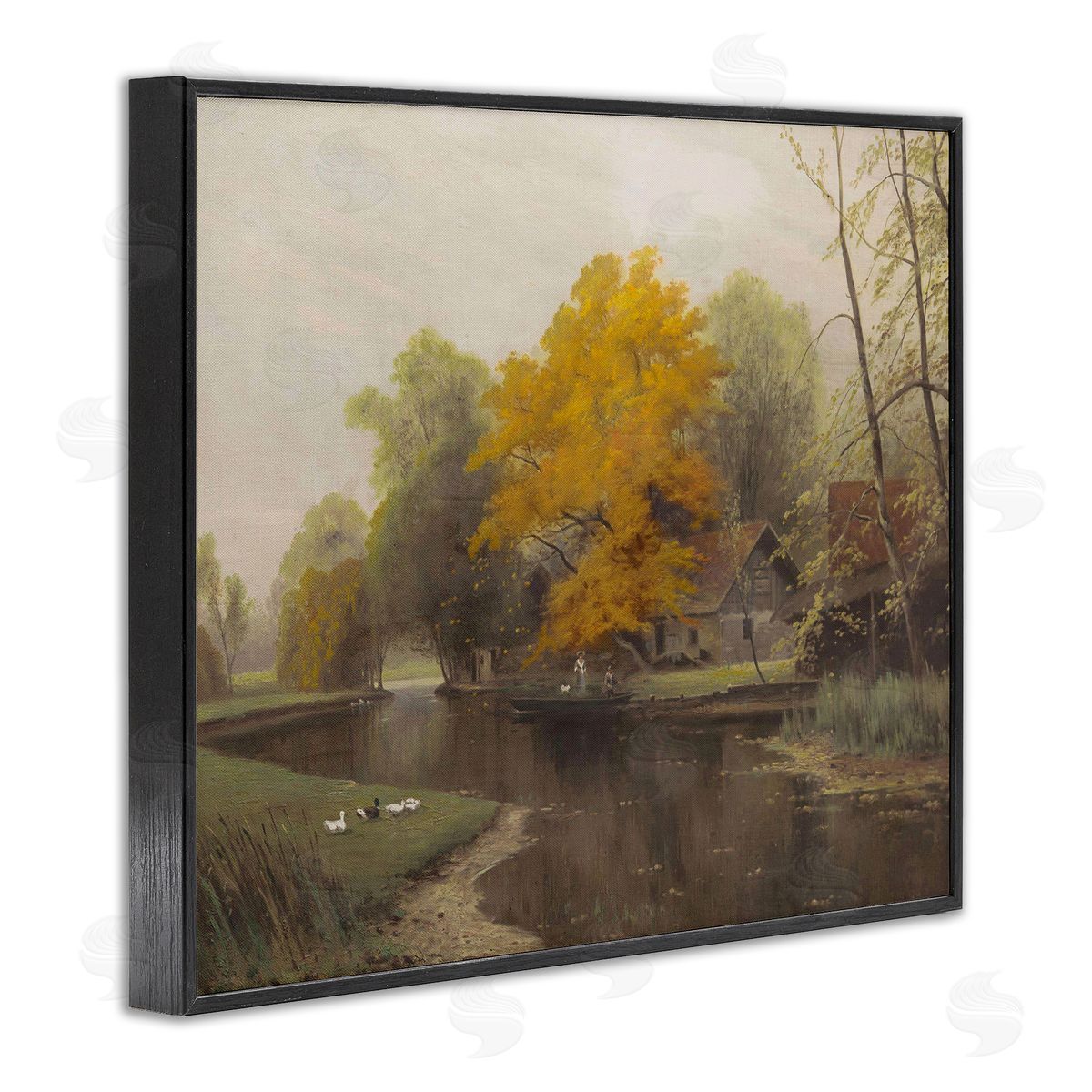 Leah Straatsma Vintage Fall By The River Black Framed Giclee Art Print