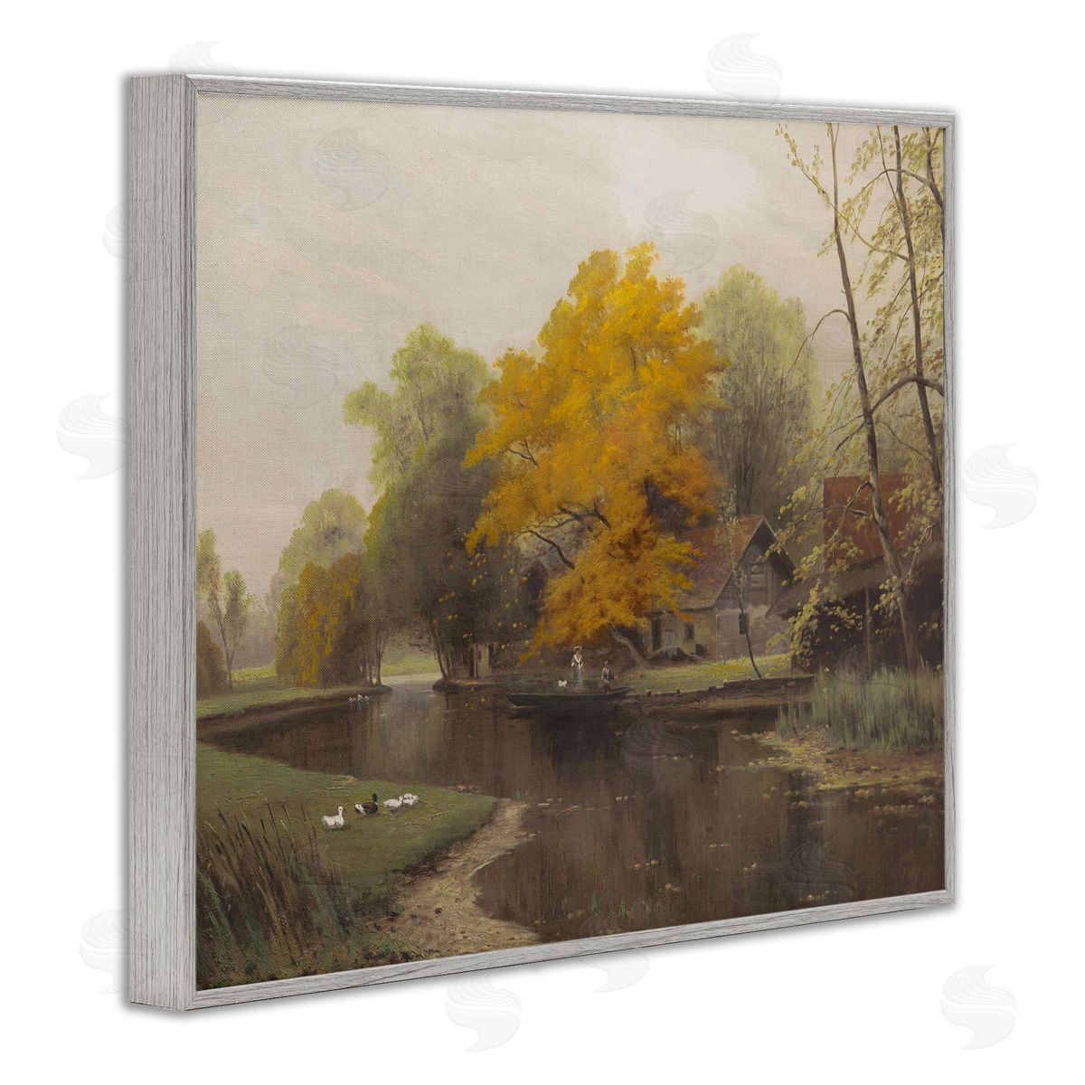 Leah Straatsma Vintage Fall By The River Gray Framed Giclee Art Print