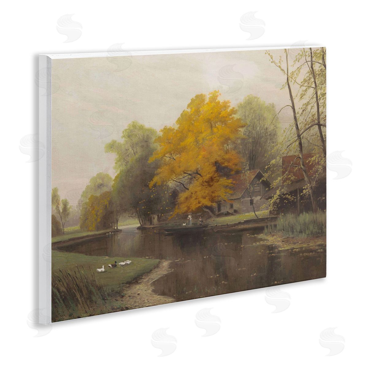 Leah Straatsma Vintage Fall By The River Wall Plaque Art Print