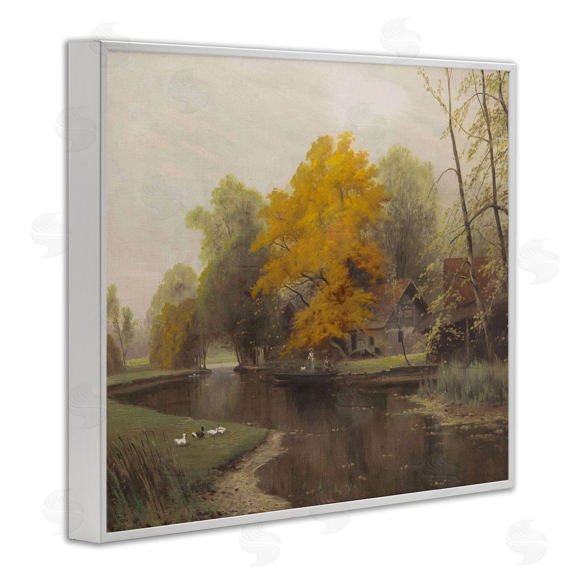 Leah Straatsma Vintage Fall By The River White Frame Giclee Art Print