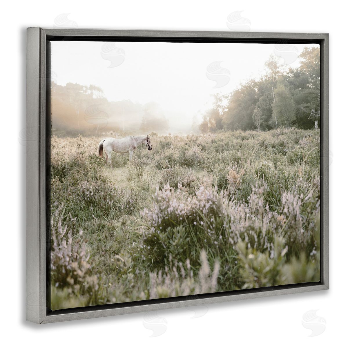 Leah Straatsma Misty Sunset Horse Gray Floating Frame Canvas Art Print