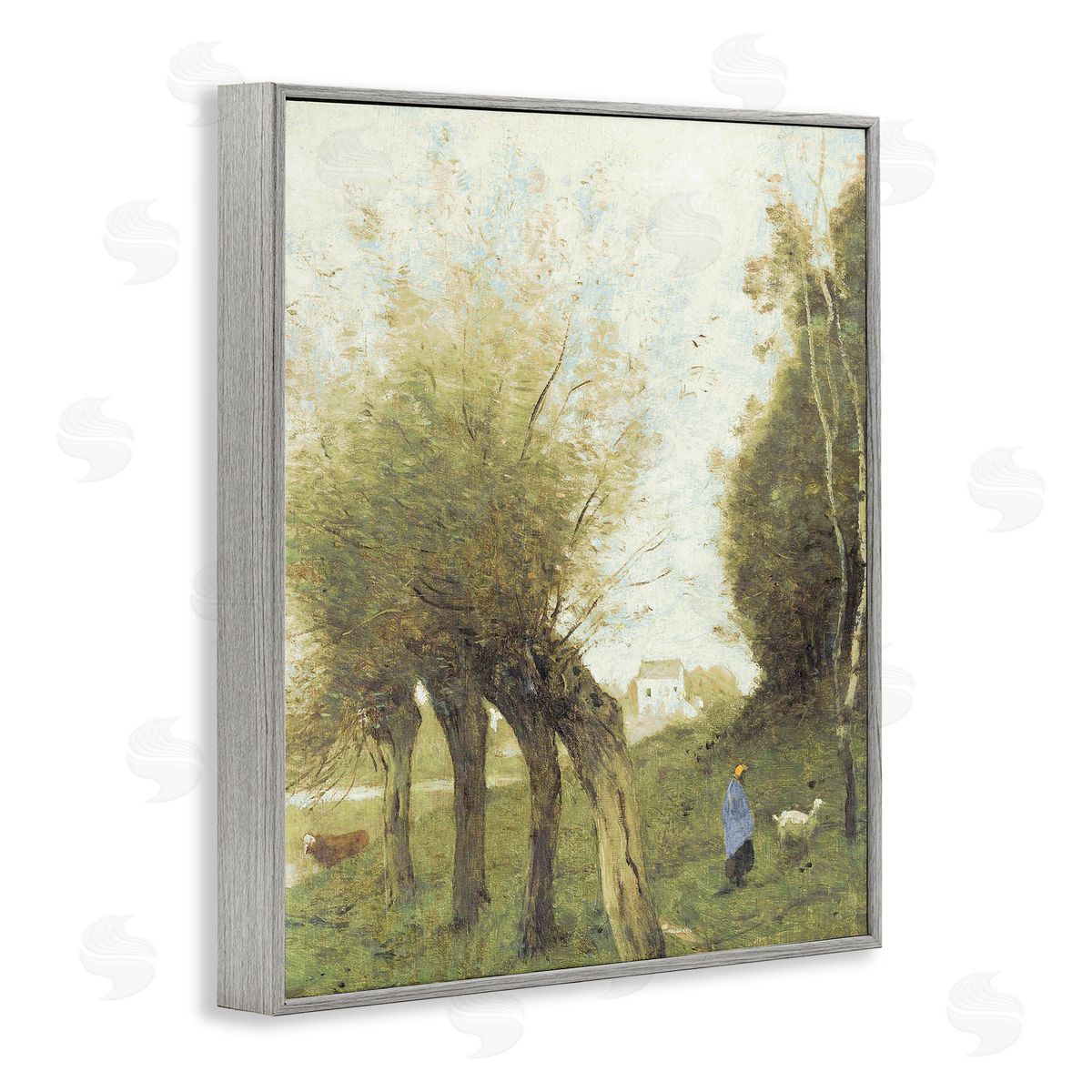 Leah Straatsma Vintage Walk With Animals Gray Framed Giclee Art Print