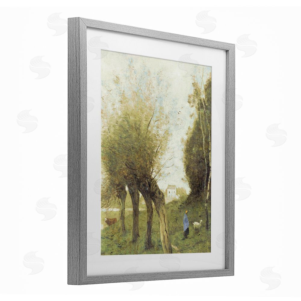 Leah Straatsma Vintage Walk With Animals Gray Framed Print Under Glass Art