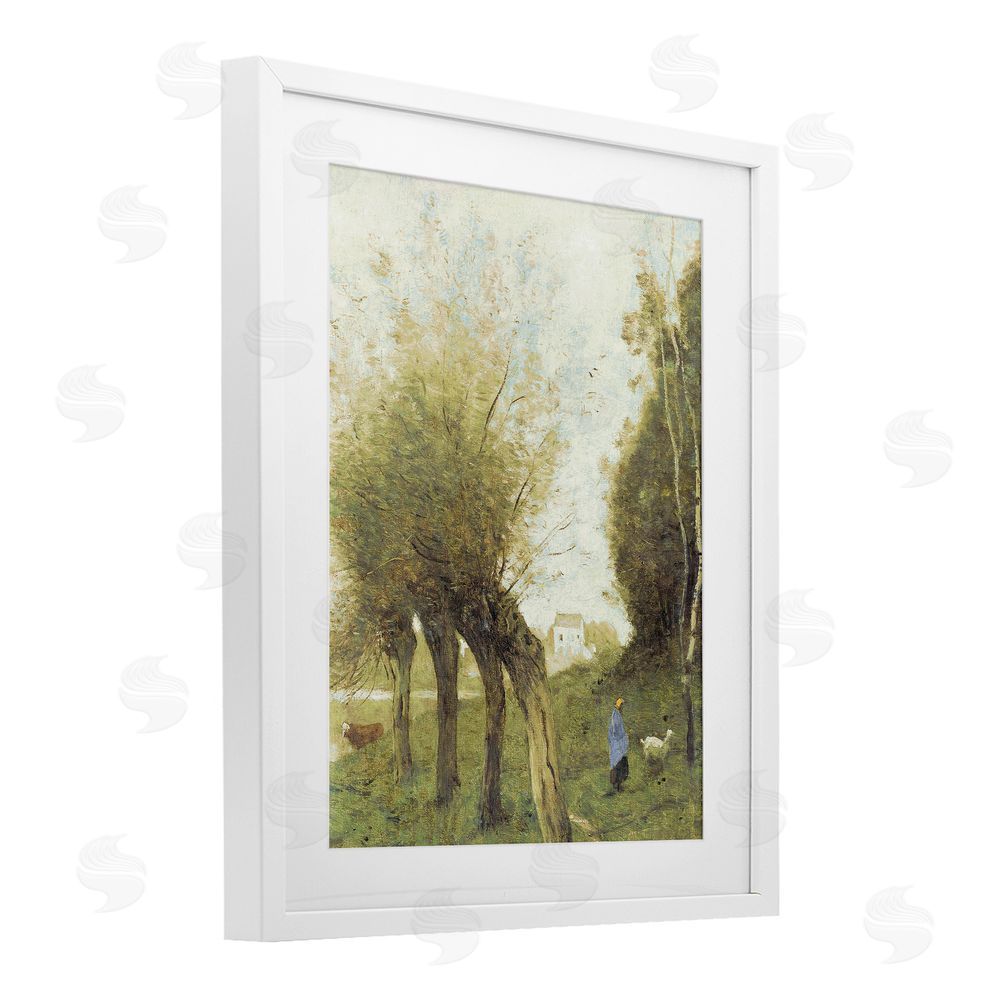 Leah Straatsma Vintage Walk With Animals White Framed Print Under Glass Art