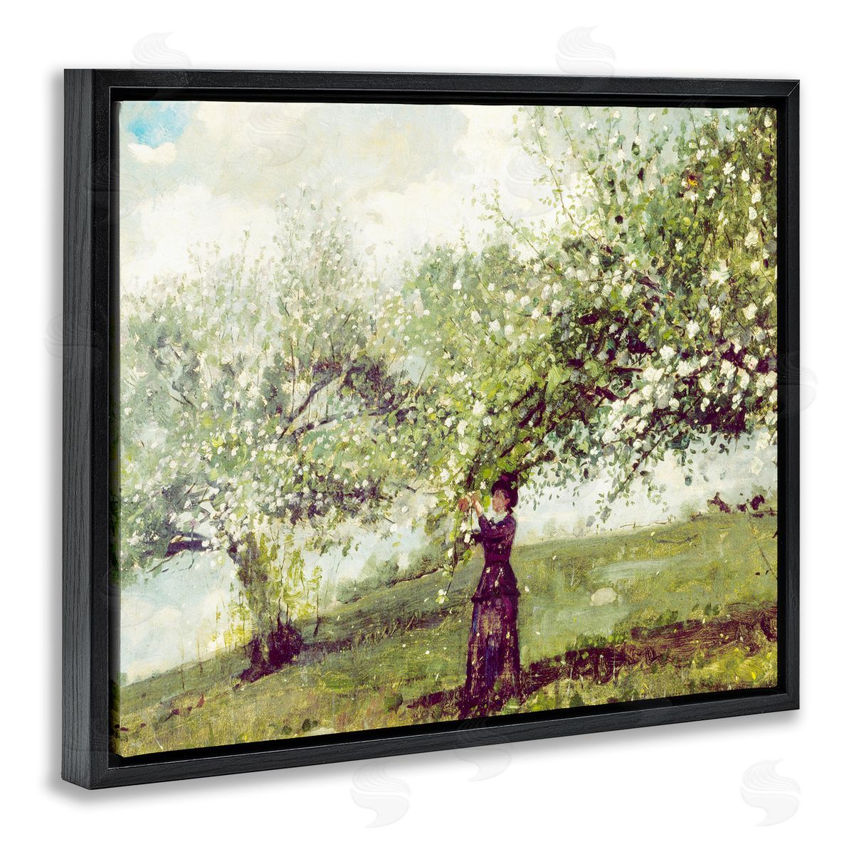 Leah Straatsma Vintage Gathering Blossoms Black Floating Frame Canvas Wall Art Print