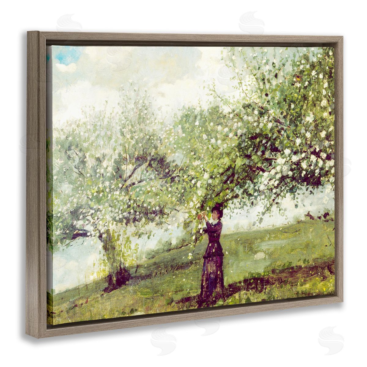 Leah Straatsma Vintage Gathering Blossoms Brown Floating Frame Canvas Art Print